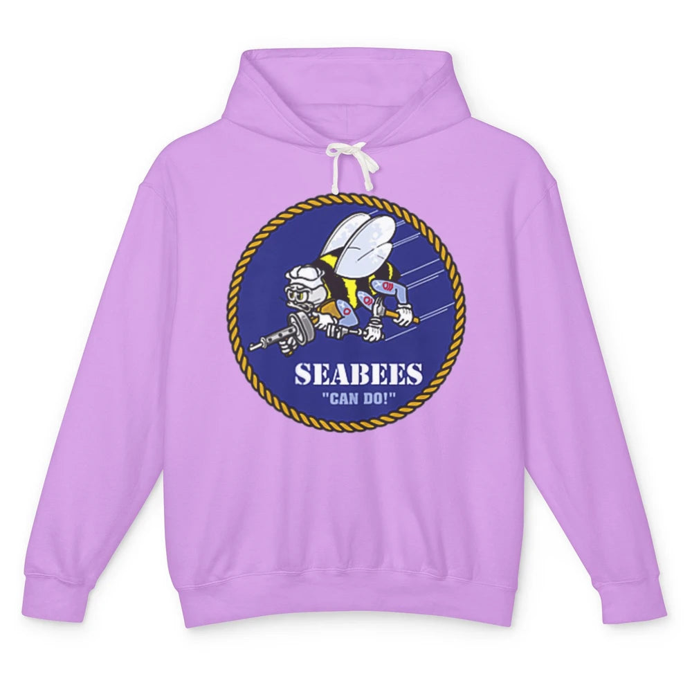 Funny Seabees Construction Battalions Bee Strong Builder Pun Unisex Lightweight Hoodie