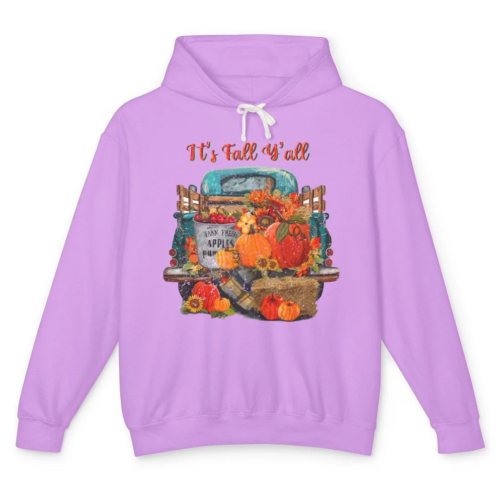 Retro Pumpkin Truck Sunflower Western Pumpkin Season Fall Unisex Lightweight Hoodie