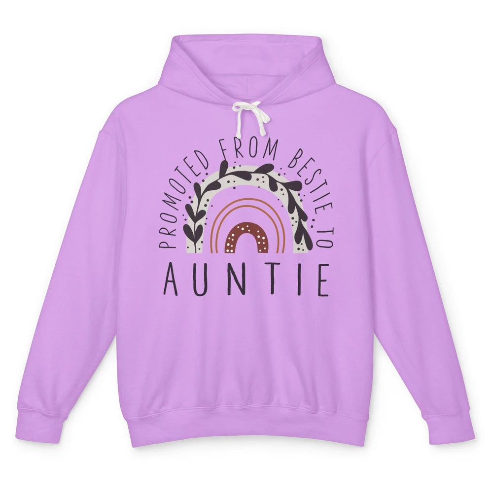 Rainbow Promoted From Bestie To Auntie Pregnancy Reveal Gift Unisex Lightweight Hoodie