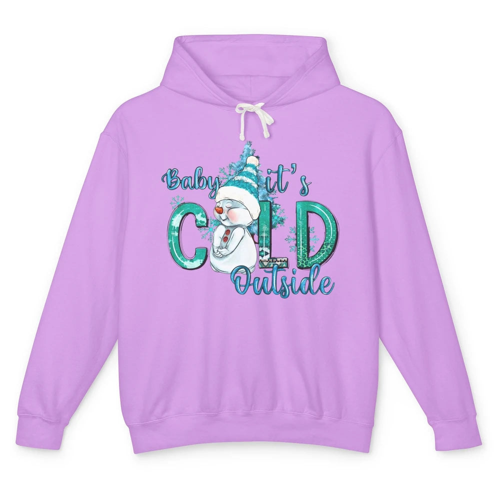 Christmas Cute Snow Man It's Cold Outside Freezing Season Unisex Lightweight Hoodie