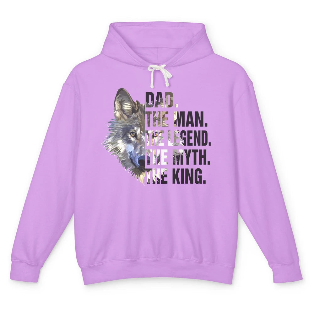 Wolf Dad The Man The Legend The Myth The King Fathers Day Unisex Lightweight Hoodie