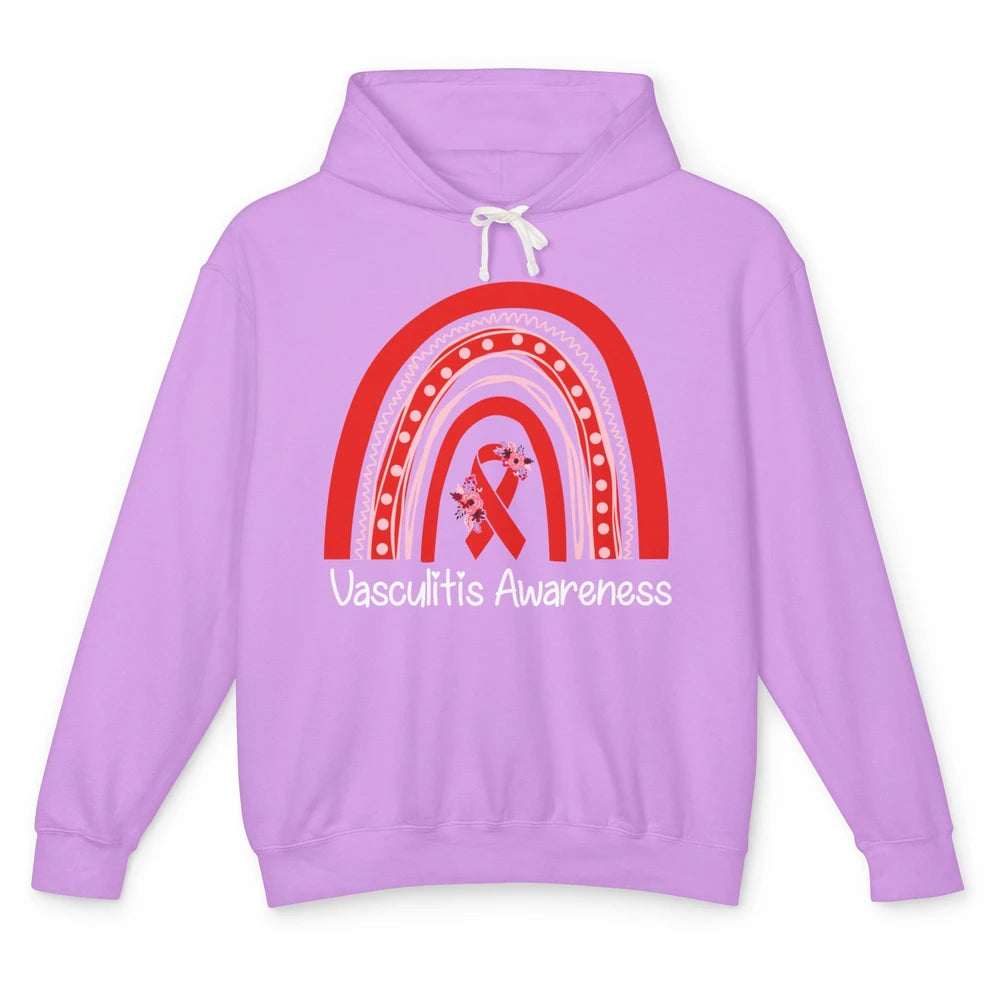 Vasculitis Awareness Red Ribbon Rainbow Blood Vessel Disease Unisex Lightweight Hoodie