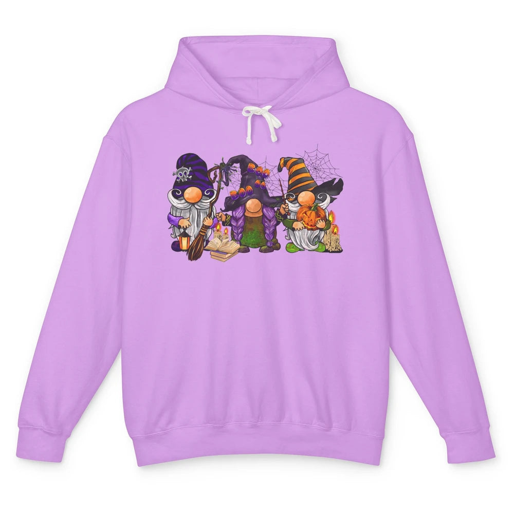 Retro Gnomes Witch Halloween Witchy Gnomies Horror Hallows Unisex Lightweight Hoodie