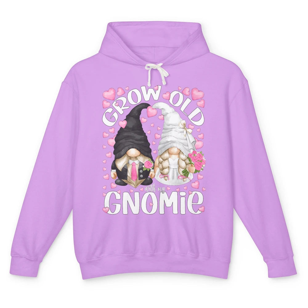 Cute Bride And Groom Grow Old With Gnomie Bridal Gnome Love Unisex Lightweight Hoodie