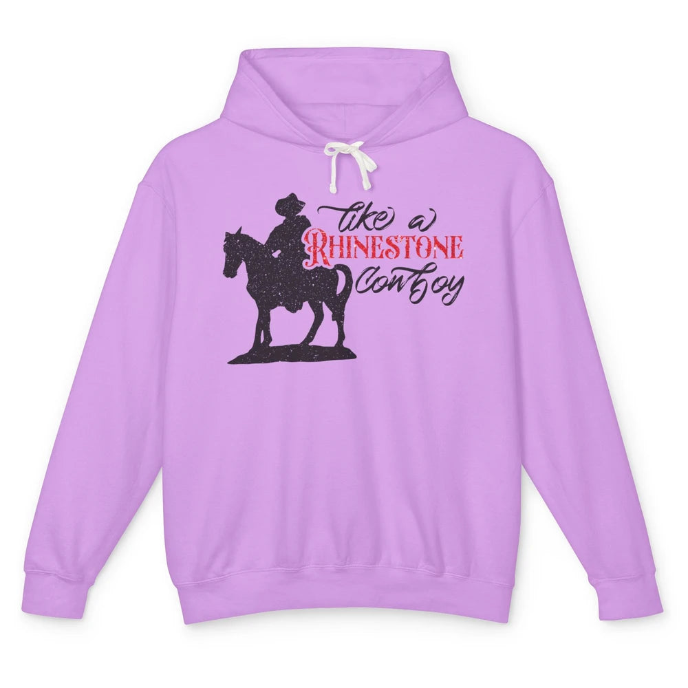 Cowboy Riding Horse Rhinestone Cowboy Western Country Gift Unisex Lightweight Hoodie