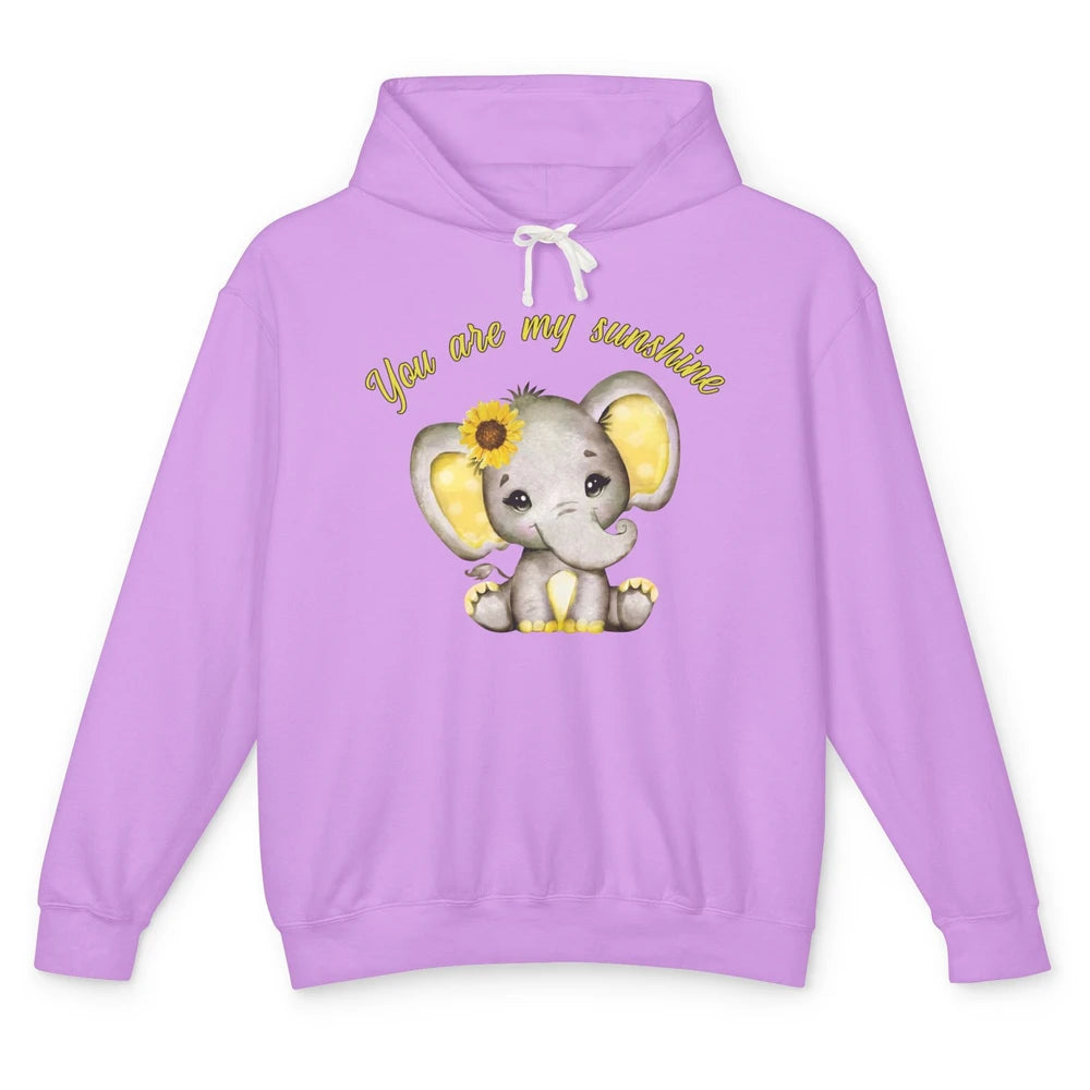 Sunflower Baby Elephant You Are My Sunshine Elephant Mom Unisex Lightweight Hoodie