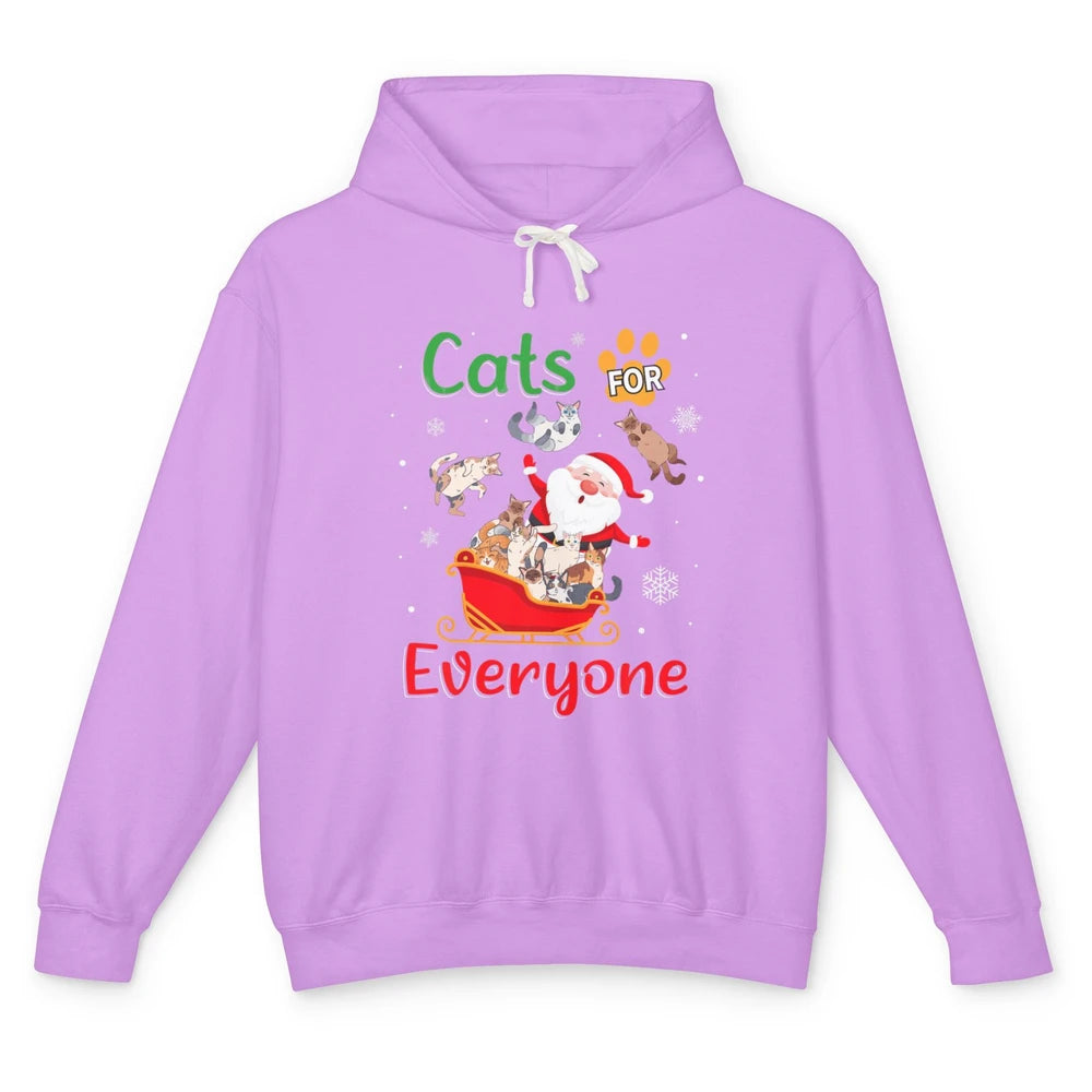 Merry Christmas Cats For Everybody Reindeer Xmas Santa Claus Unisex Lightweight Hoodie