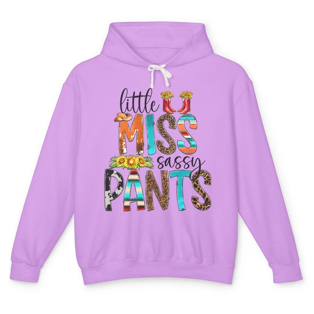 Sunflower Cowgirl Boots Hat Little Miss Sassy Pants Western Unisex Lightweight Hoodie