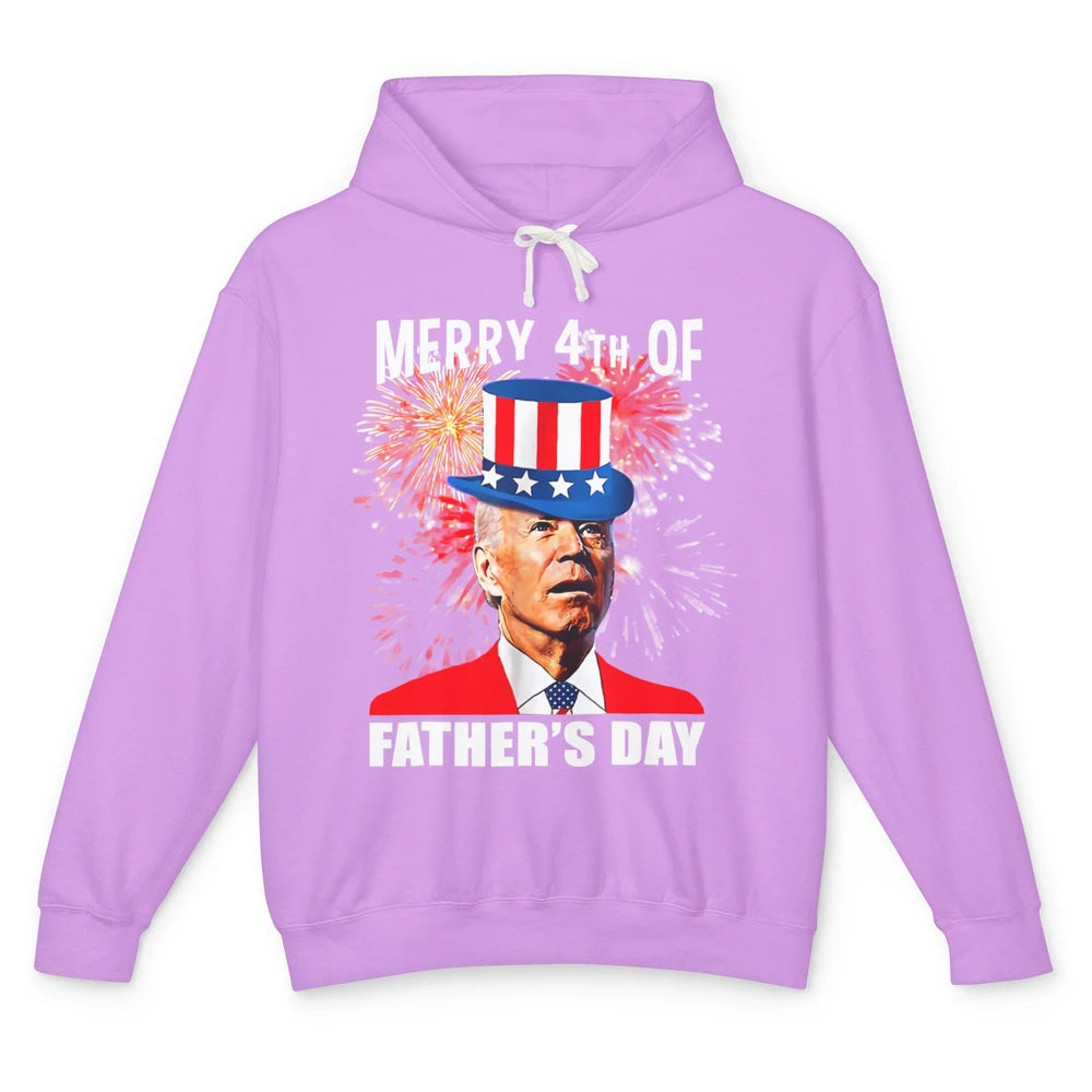 Funny Joe Biden Merry 4th Of Father's Day Fireworks Anti Joe Unisex Lightweight Hoodie