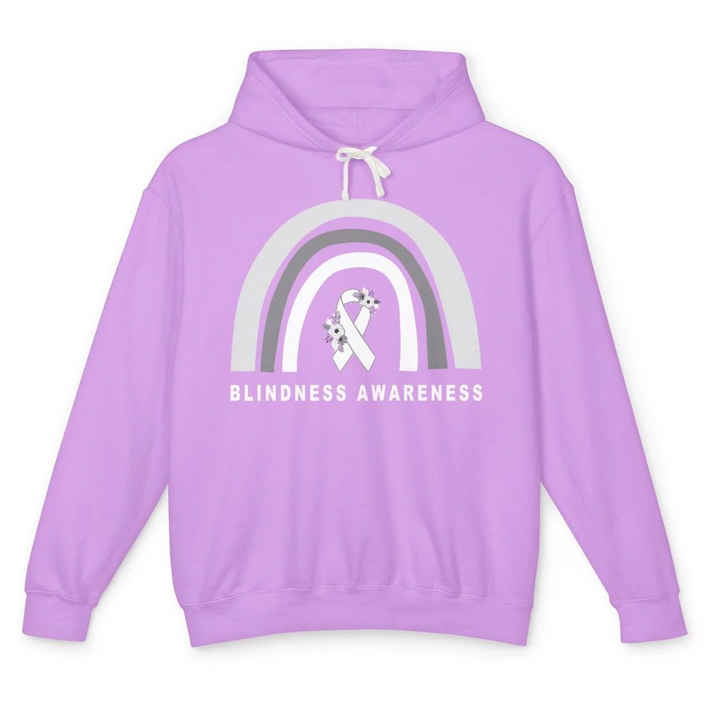 Blindness Awareness Floral White Gray Ribbon Blind Support Unisex Lightweight Hoodie