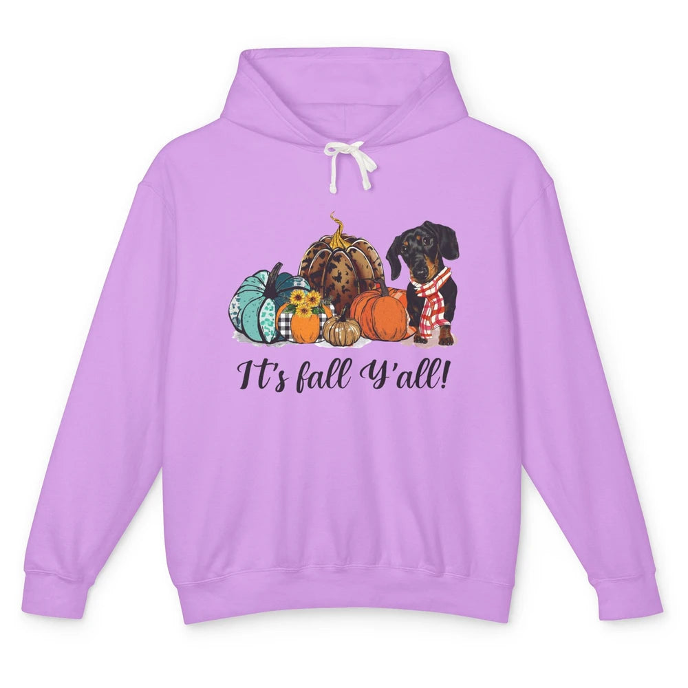 Weenie Dog Love Fall Yall Pumpkin Autumn Halloween Dachshund Unisex Lightweight Hoodie