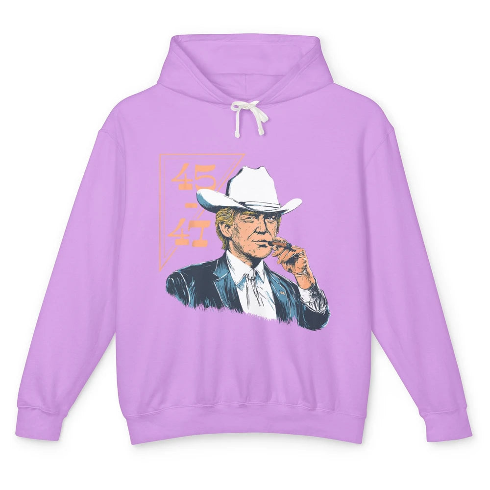 Donald Trump 2024 45 47 Vintage Cowboy Rodeo Western Country Trump Political Unisex Lightweight Hoodie