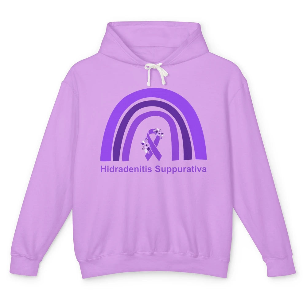 Small Fiber Neuropathy Awareness Floral Purple Rainbow Unisex Lightweight Hoodie