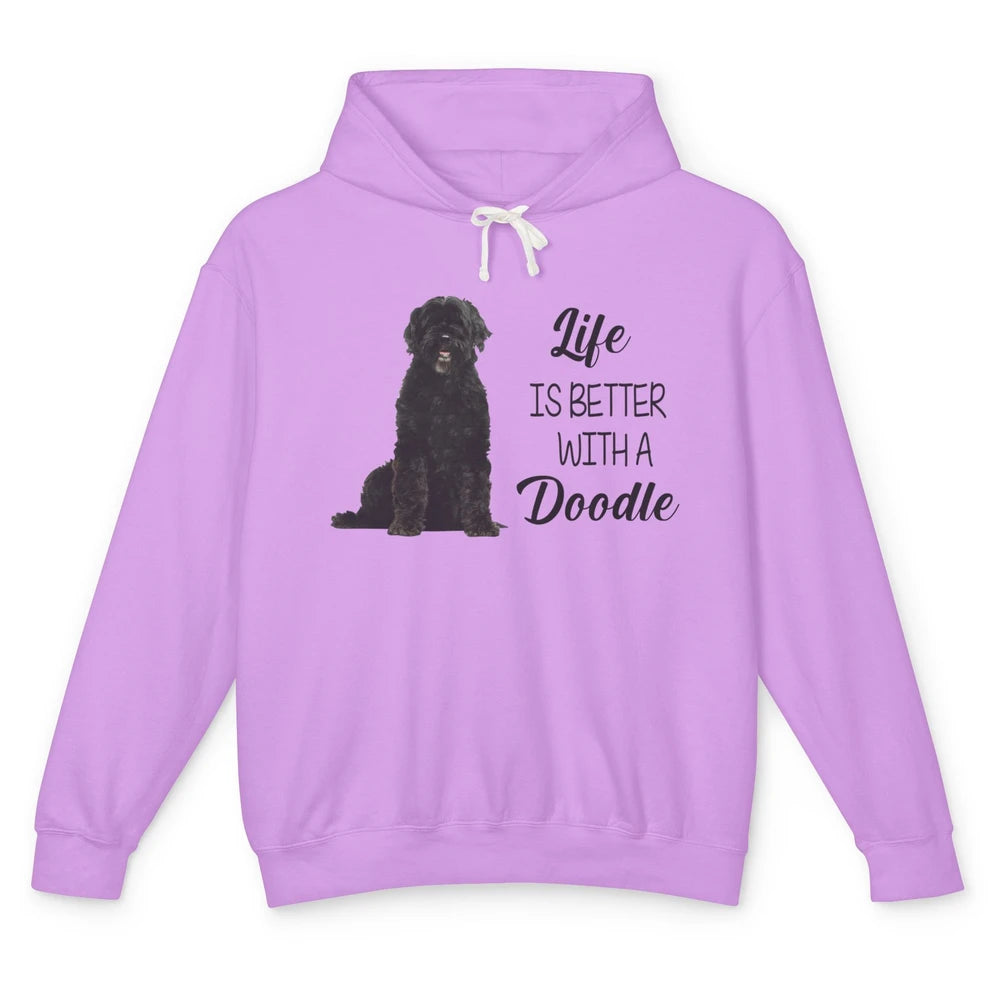 Black Labradoodle Life Is Better With A Doodle Dog Mom Gift Unisex Lightweight Hoodie