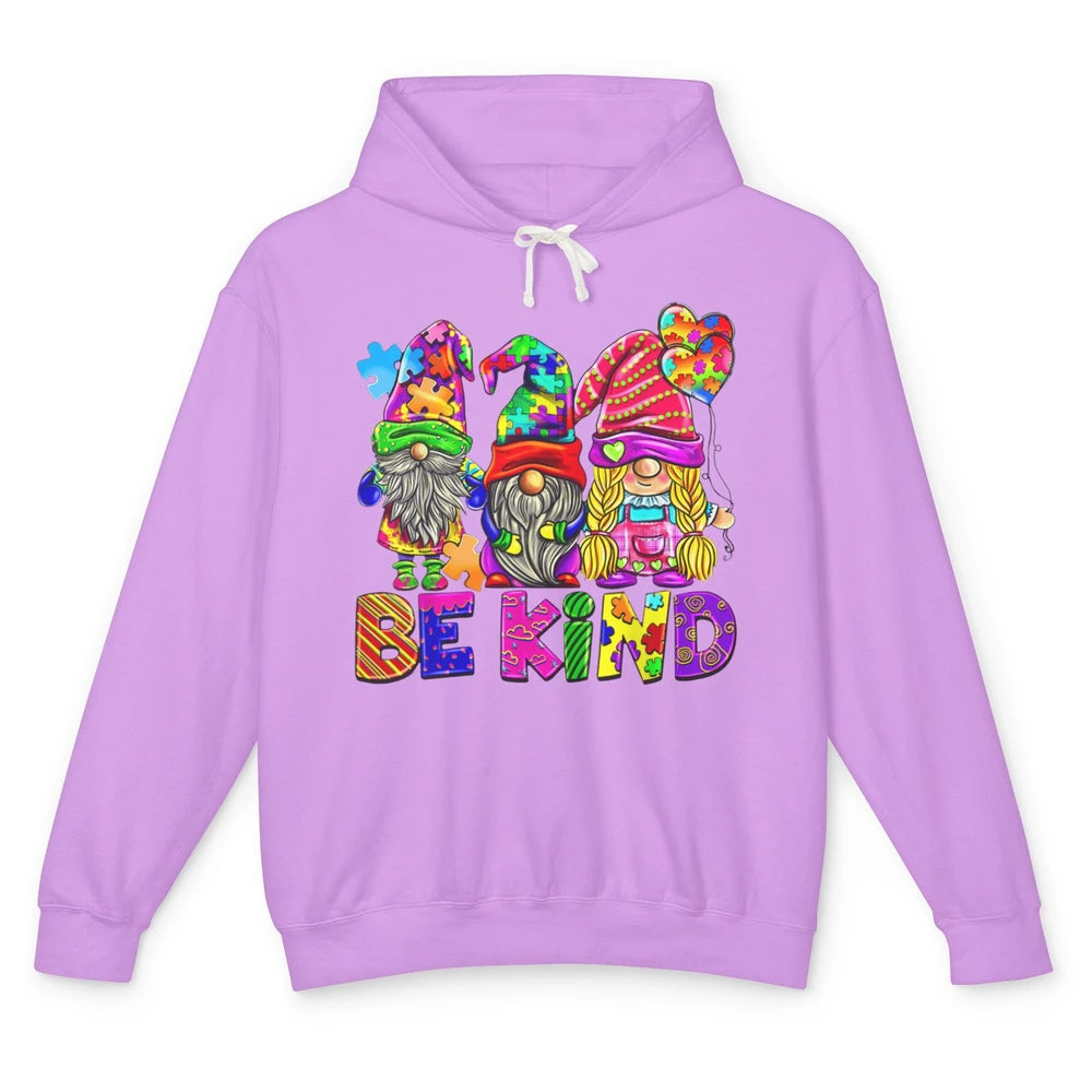 Be Kind Gnome Autism Awareness Month Autistic Jigsaw Puzzle Unisex Lightweight Hoodie