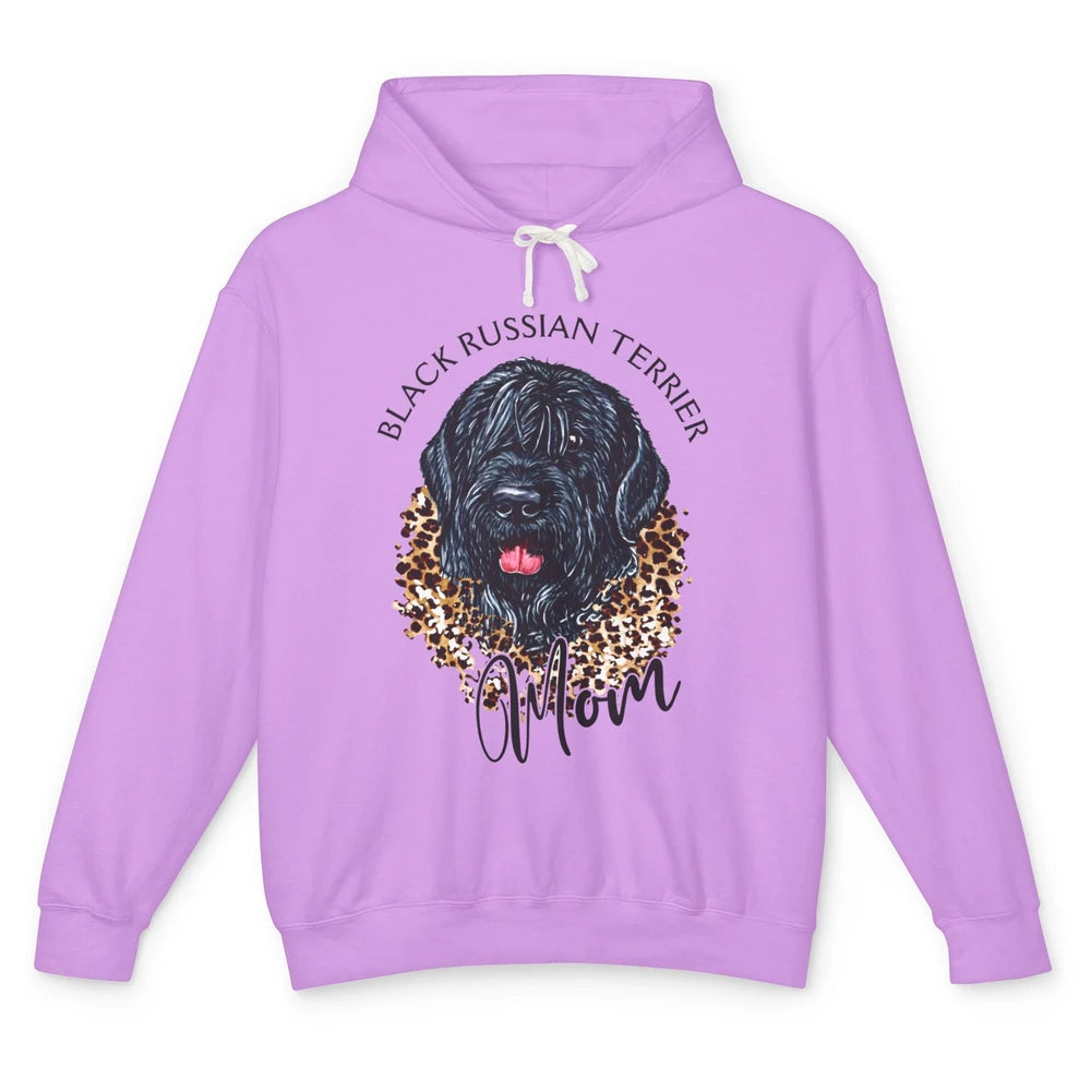 Black Russian Terrier Dog Mom Black Russian Terrier Leopard Unisex Lightweight Hoodie