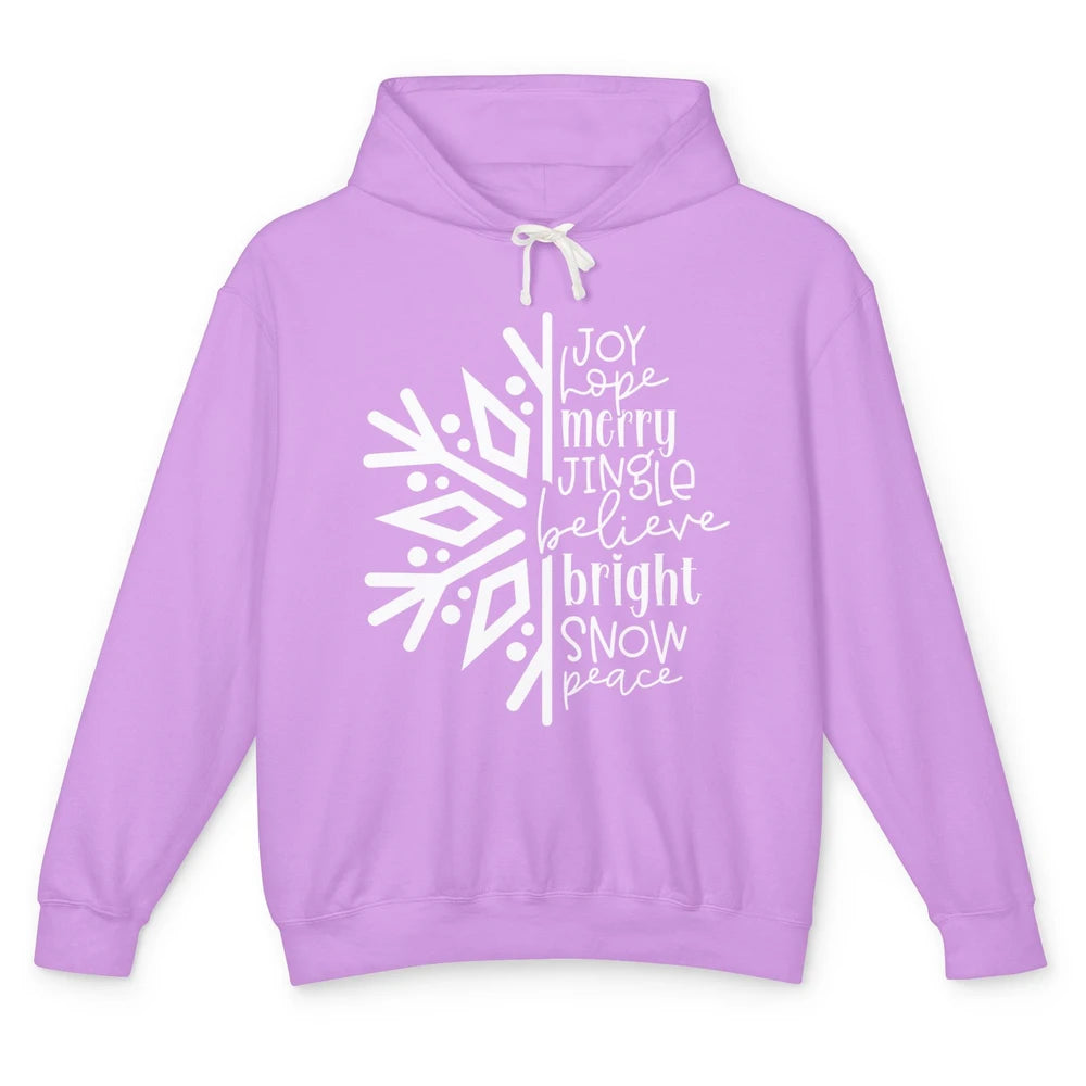 Snowflakes Christmas Joy Hope Merry Jungle Christmas Lovers Unisex Lightweight Hoodie