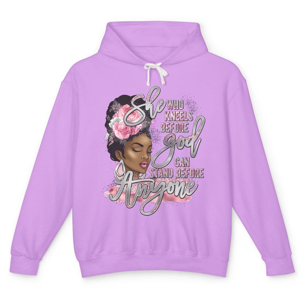 Black Girl She Who Kneels Before God Christian Afro Women Unisex Lightweight Hoodie