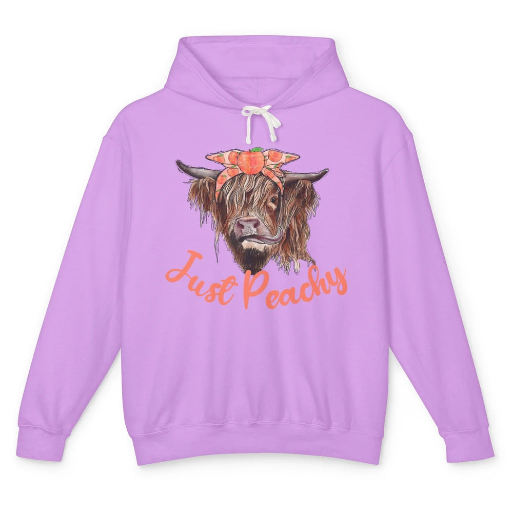 Highland Cow Bandana Just Peachy Western Country Peach Lover Unisex Lightweight Hoodie