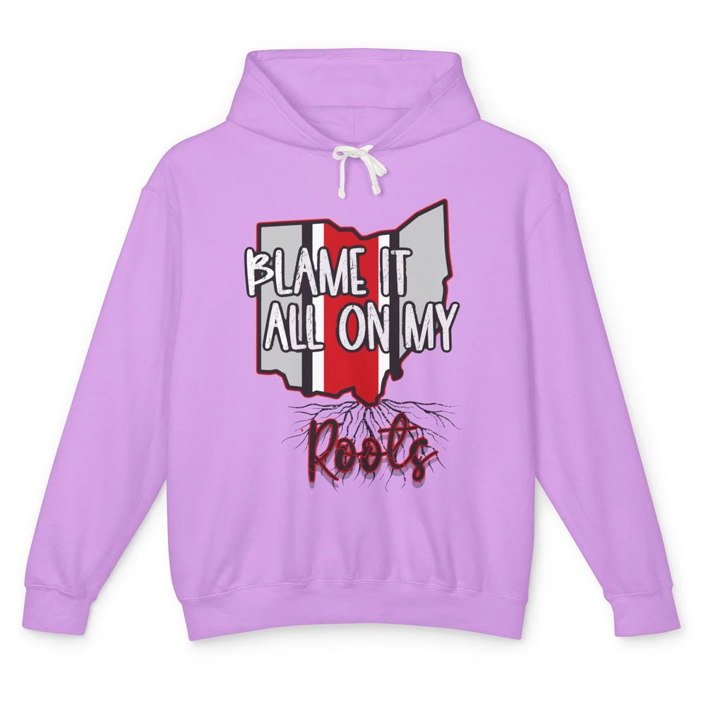 Retro Ohio Map Blame It All On My Roots Ohio Pride Gift Unisex Lightweight Hoodie