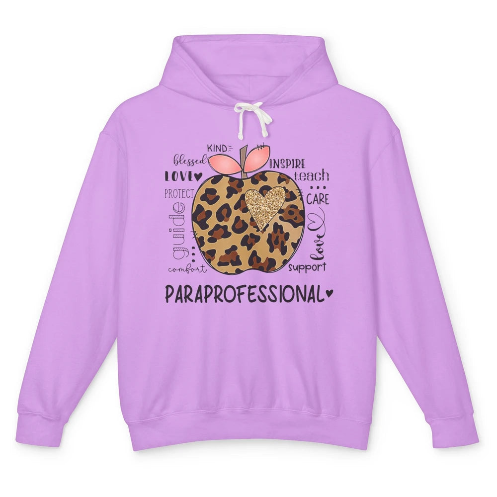 Leopard Apple Kind Para Paraprofessional Life Back To School Unisex Lightweight Hoodie