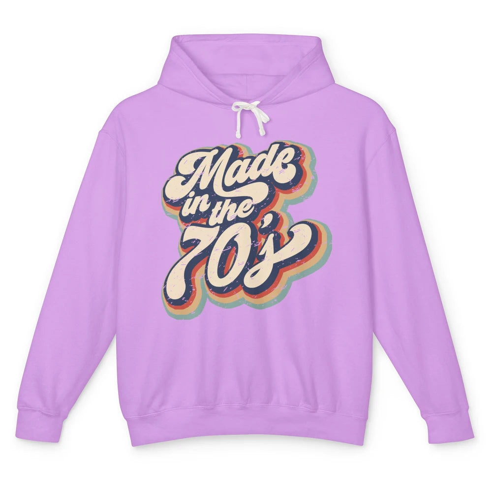 Retro Vintage Made In The 70's 1970s Born Birthday Day Gift Unisex Lightweight Hoodie