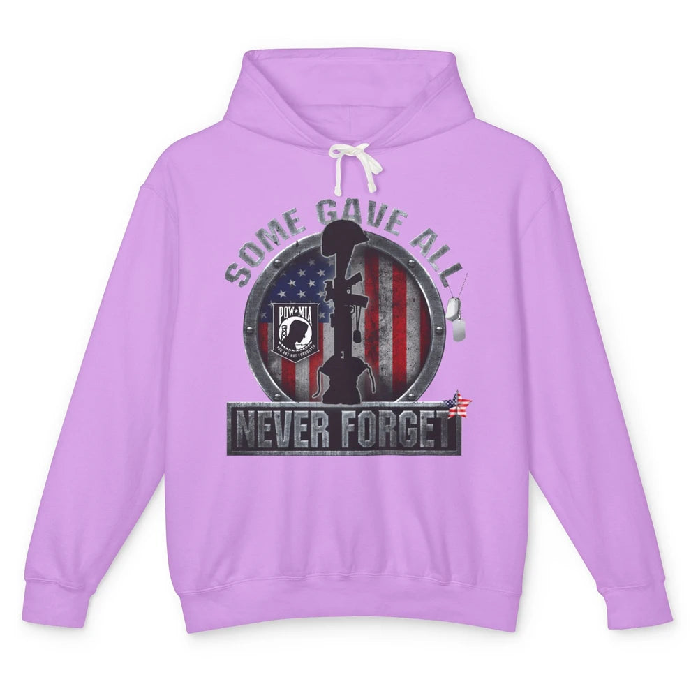 Retro US Veteran Some Gave All Never Forget Memorial Day Unisex Lightweight Hoodie