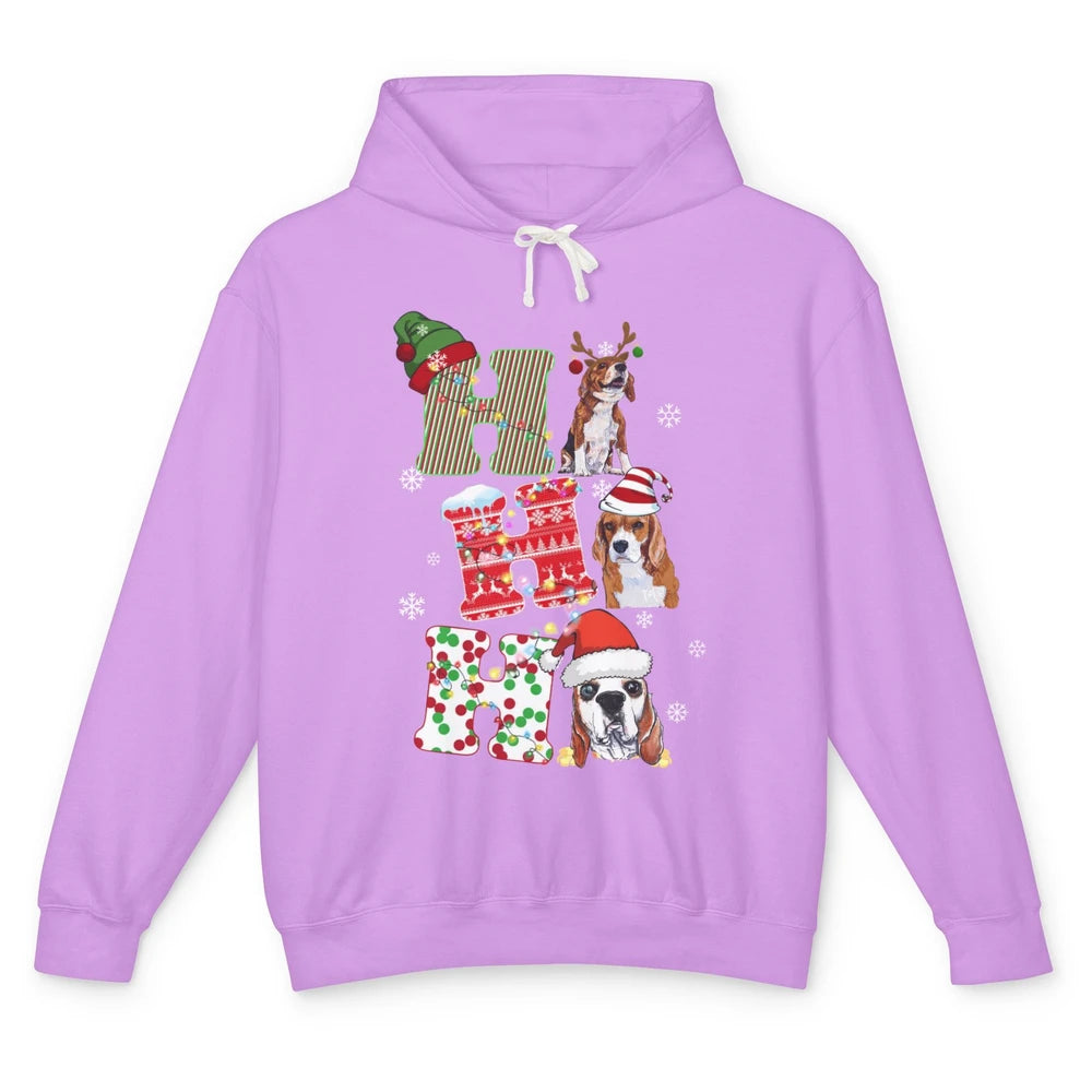 Funny Beagle Christmas Light Santa Beagle Reindeer Snowflake Unisex Lightweight Hoodie