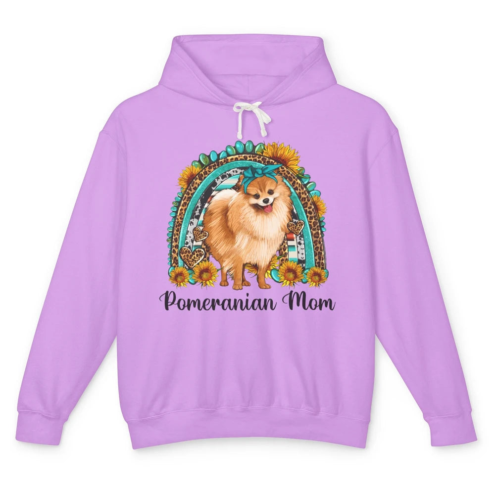 Sunflower Leopard Pomeranian Mom Rainbow Gemstone Western Unisex Lightweight Hoodie