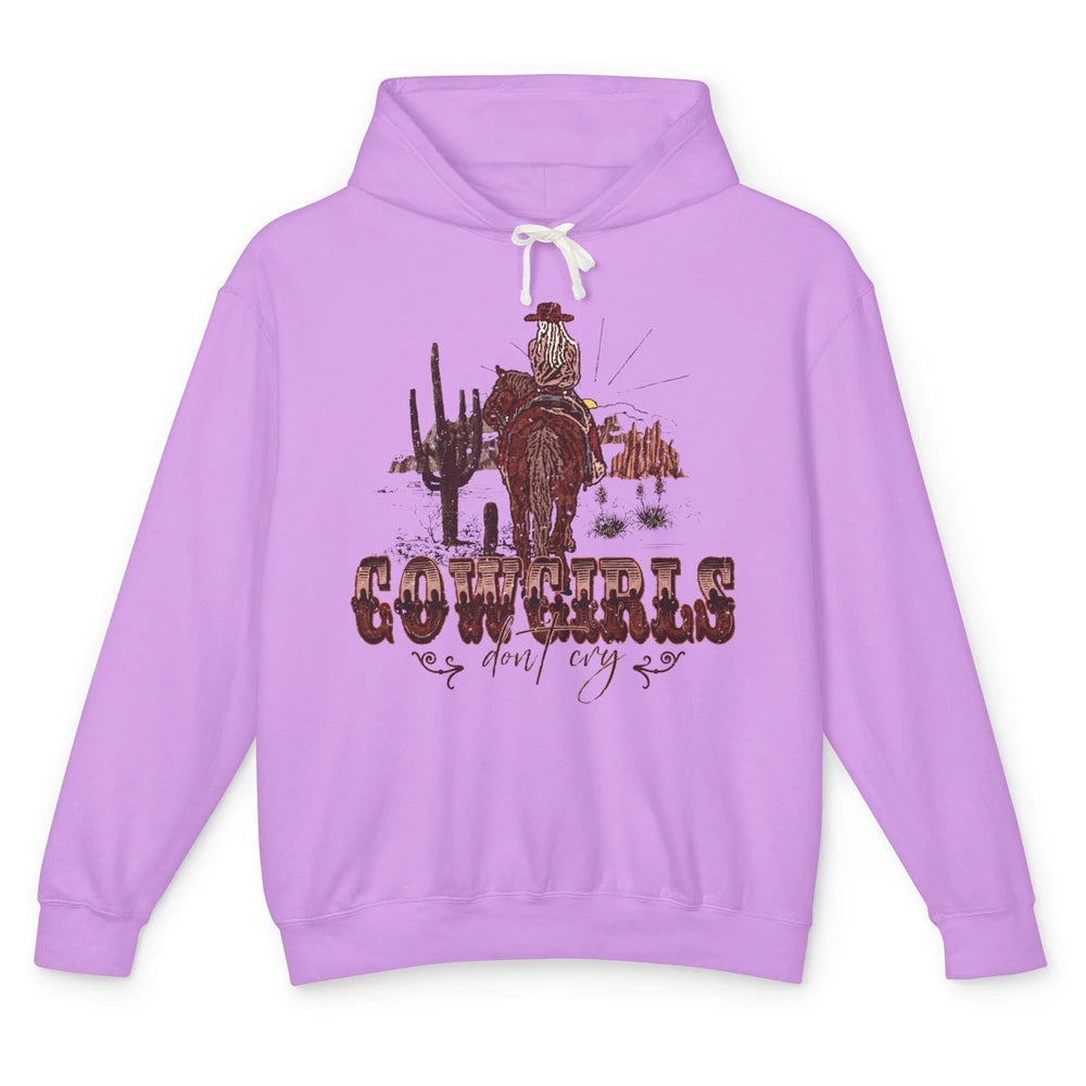 Retro Desert Cactus Cowgirl Don't Cry Western Country Rodeo Unisex Lightweight Hoodie