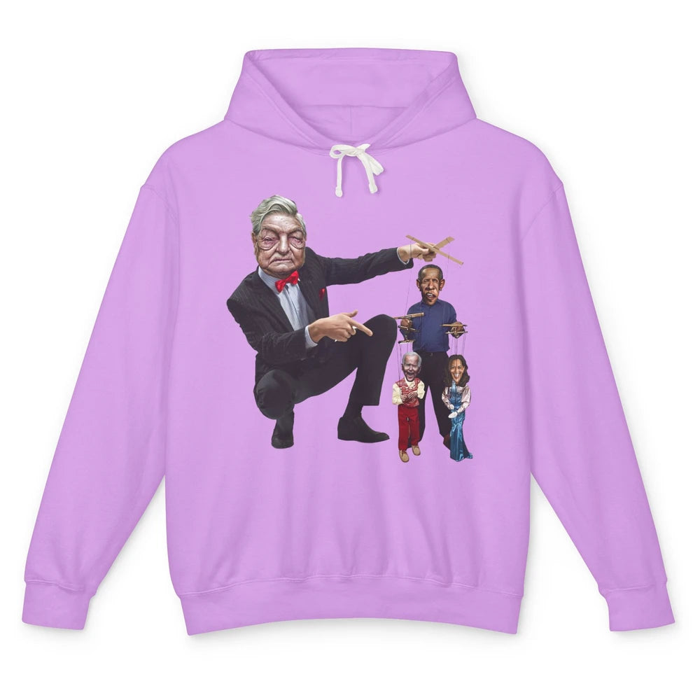 Funny George Soros Playing Puppets Biden Anti Biden Liberals Unisex Lightweight Hoodie