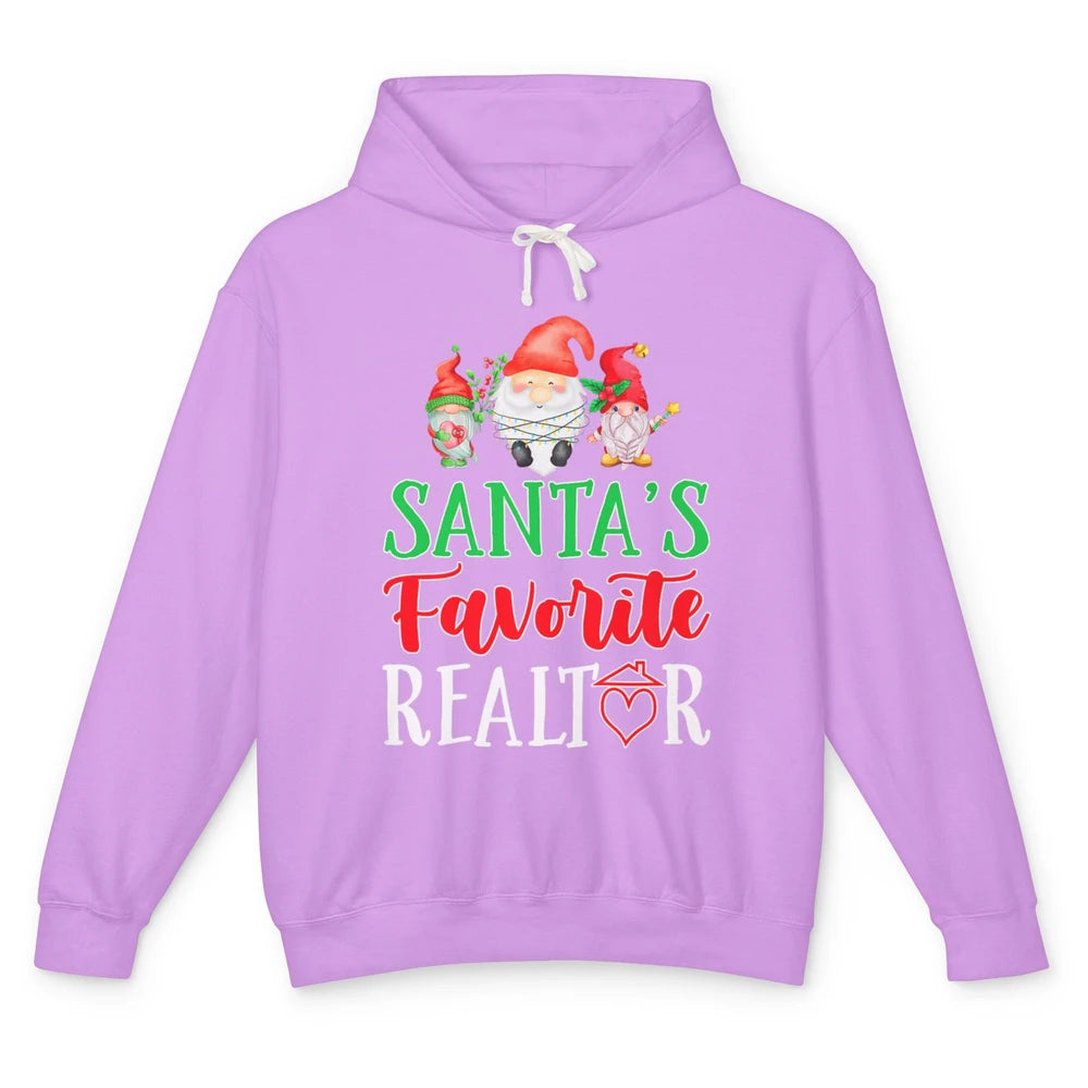 Christmas Xmas Gnomes Santa Favorite Realtor Real Estate Unisex Lightweight Hoodie