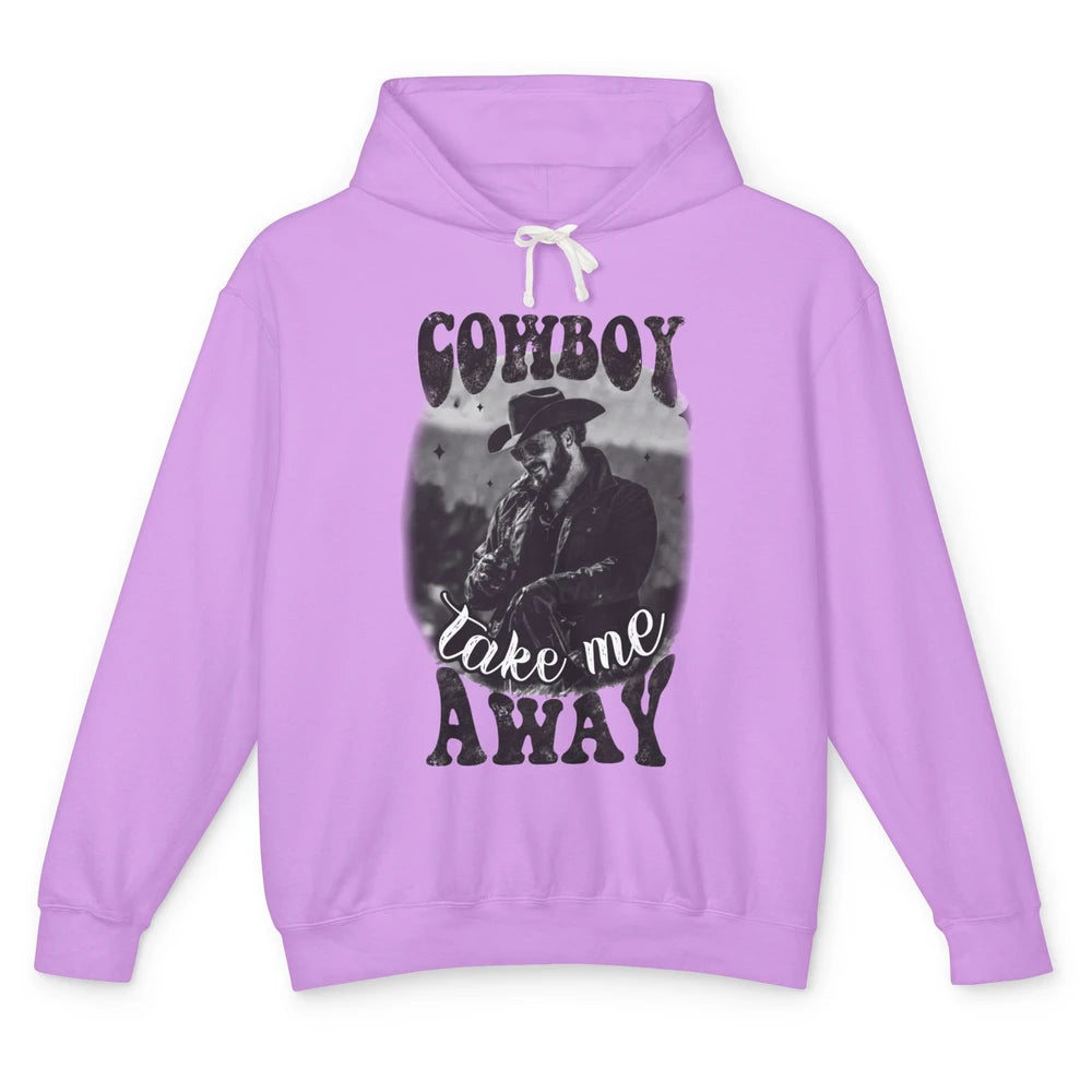 Retro Cowboy Take Me Away Western Country Music Cowboy Gift Unisex Lightweight Hoodie