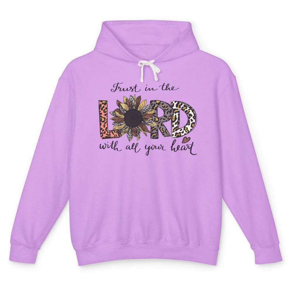 Trust In The Lord Love Christian Sunflower Leopard Jesus Unisex Lightweight Hoodie