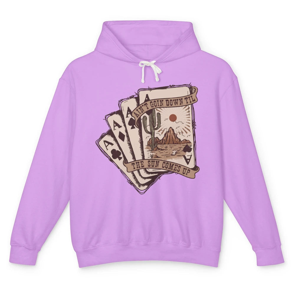 Retro Tarot Cart Desert Ain't Going Down Western Cowboy Unisex Lightweight Hoodie