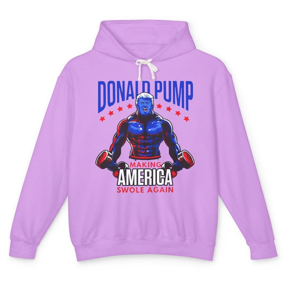 Funny Donald Pump Make America Swole Again Trump 2024 Return Unisex Lightweight Hoodie