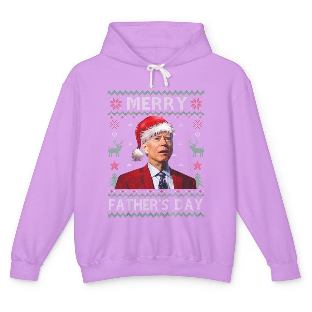 Funny Santa Hat Joe Biden Confused Ugly Christmas President Unisex Lightweight Hoodie