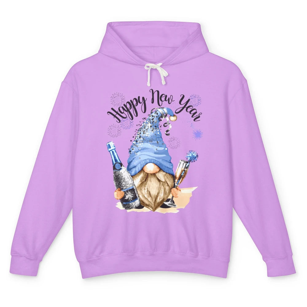 Happy New Year Gnome Champagne New Year Eve Cheer Gnomies Unisex Lightweight Hoodie