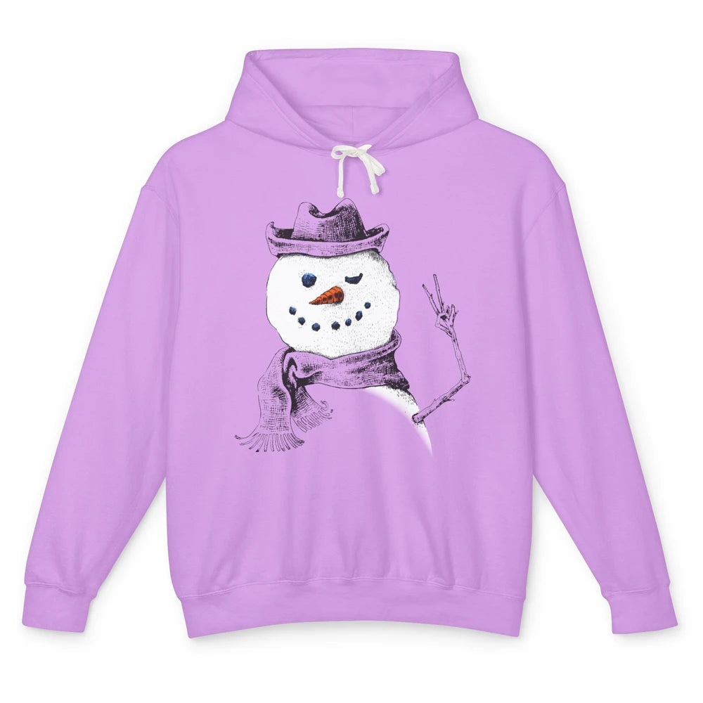 Snowman Peace Sign Christmas Snow Frosty Winter Xmas Gift Unisex Lightweight Hoodie