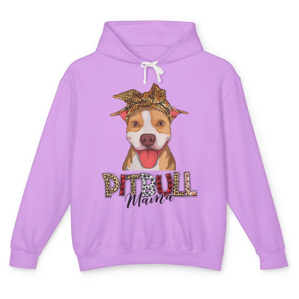 Cute Pitbull Mama Leopard Mothers Day Funny Pittie Women Dog Unisex Lightweight Hoodie