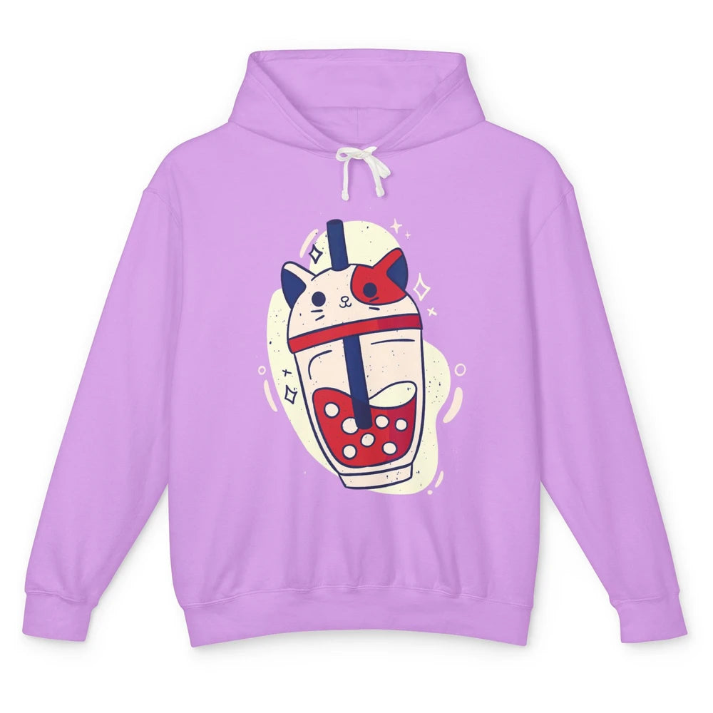 Cute Cat Japanese Boba Tea Cute Bubble Tea Retro Milk Tea Unisex Lightweight Hoodie