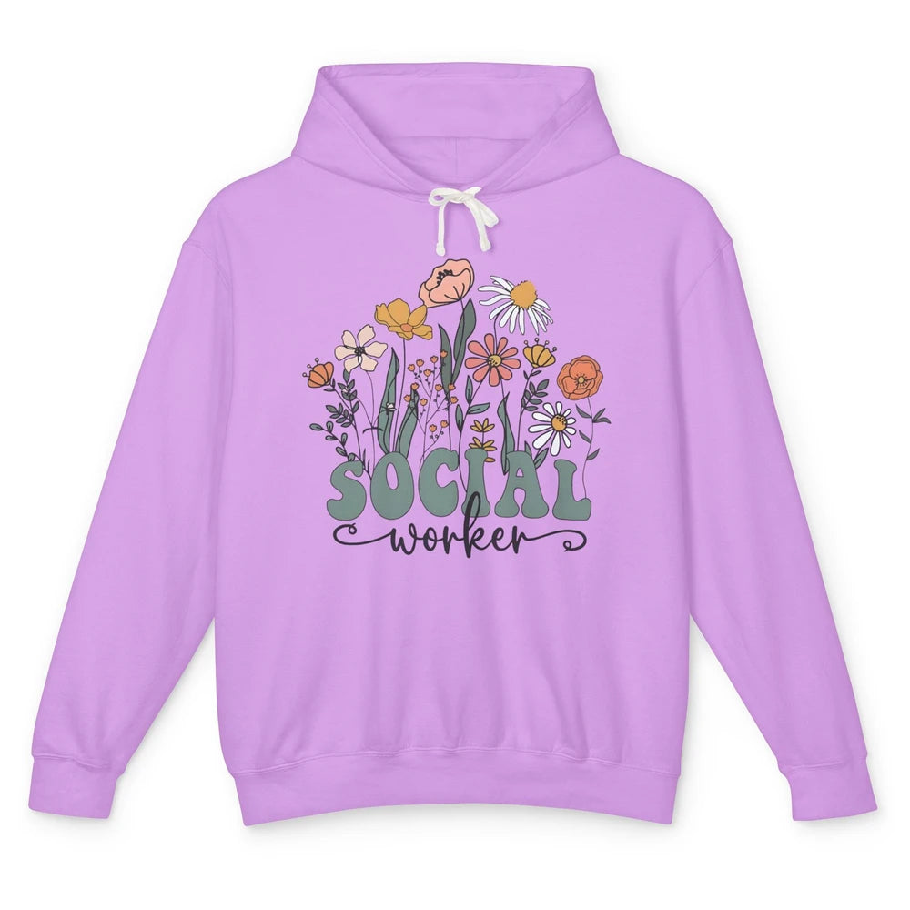 Social Worker Wildflower School Social Worker Teacher Gift Unisex Lightweight Hoodie