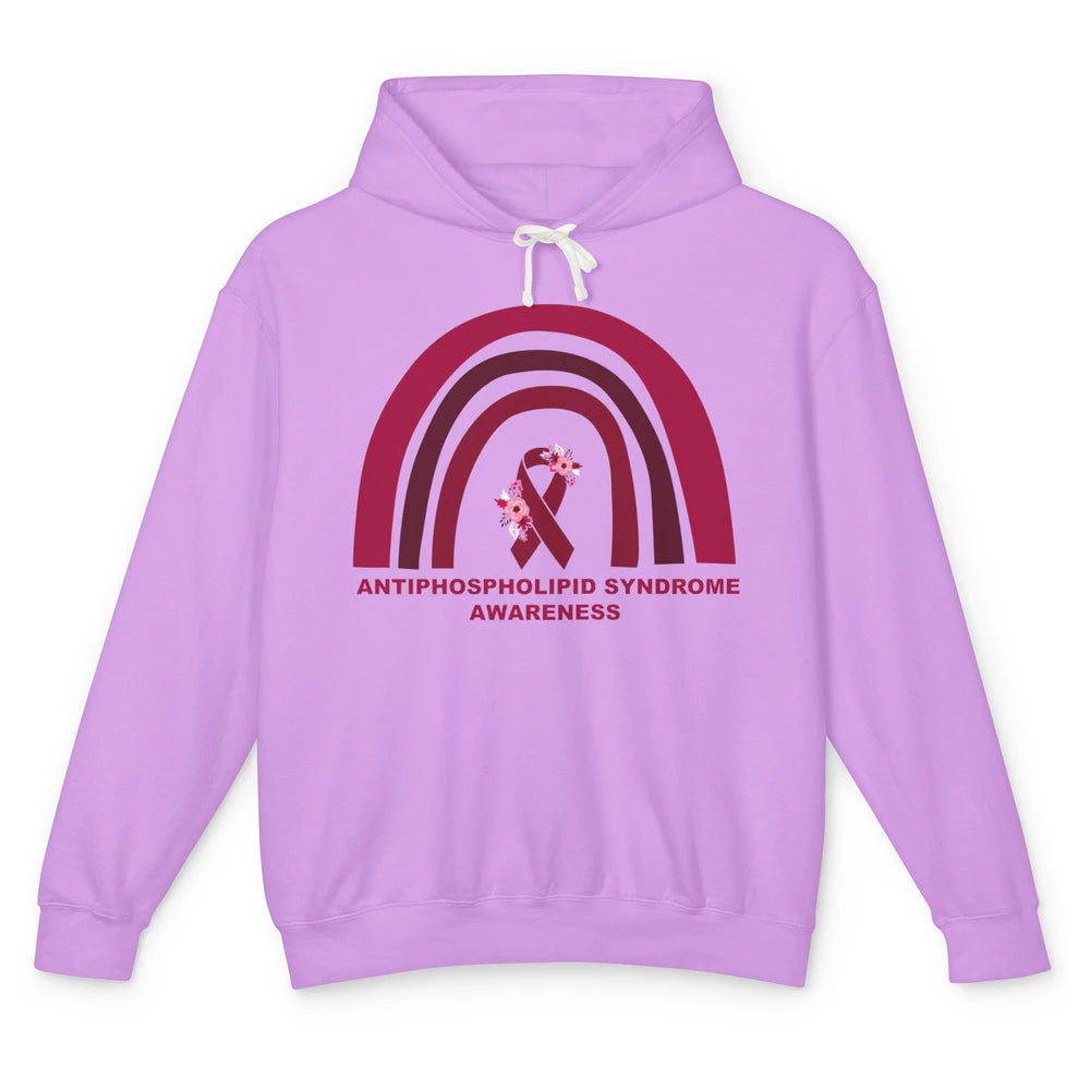 Antiphospholipid Syndrome Awareness APS Burgundy Rainbow Unisex Lightweight Hoodie