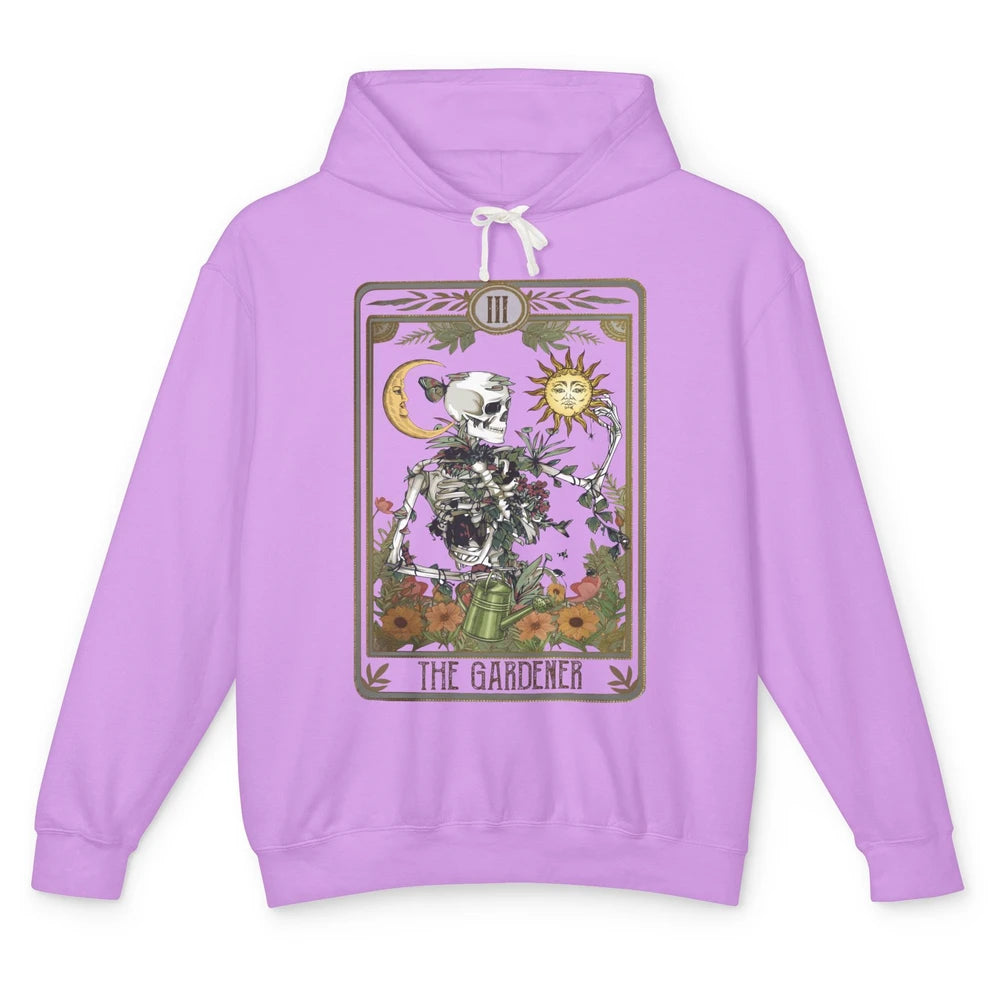 Floral Skeleton Gardening Tarot The Gardener Plant Lovers Unisex Lightweight Hoodie