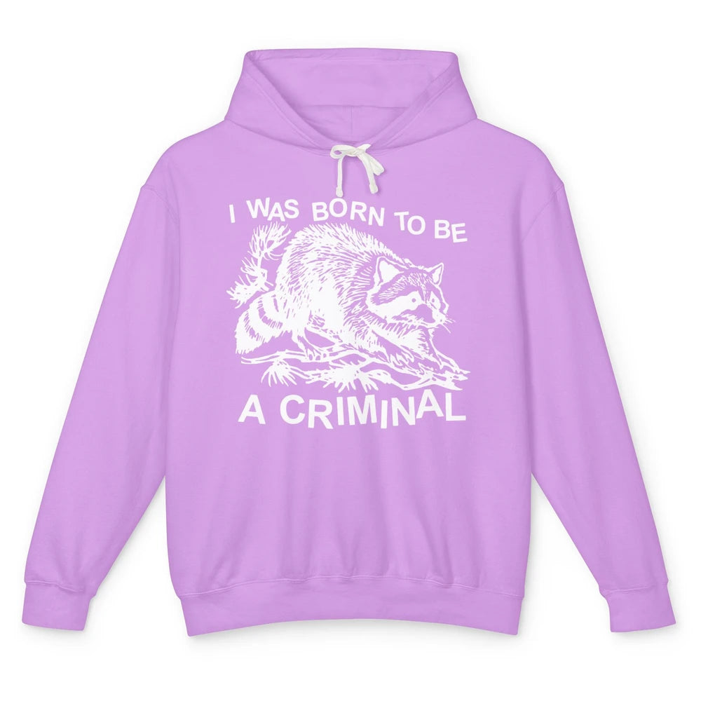 Vintage Racoon I Was Born To Be A Criminal Trashed Racoon Unisex Lightweight Hoodie