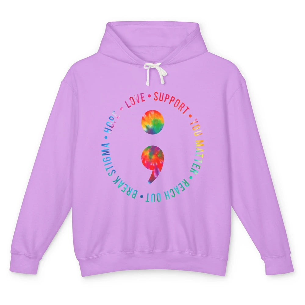 Semicolon You Matter Blue Purple Suicide Prevention Month Unisex Lightweight Hoodie