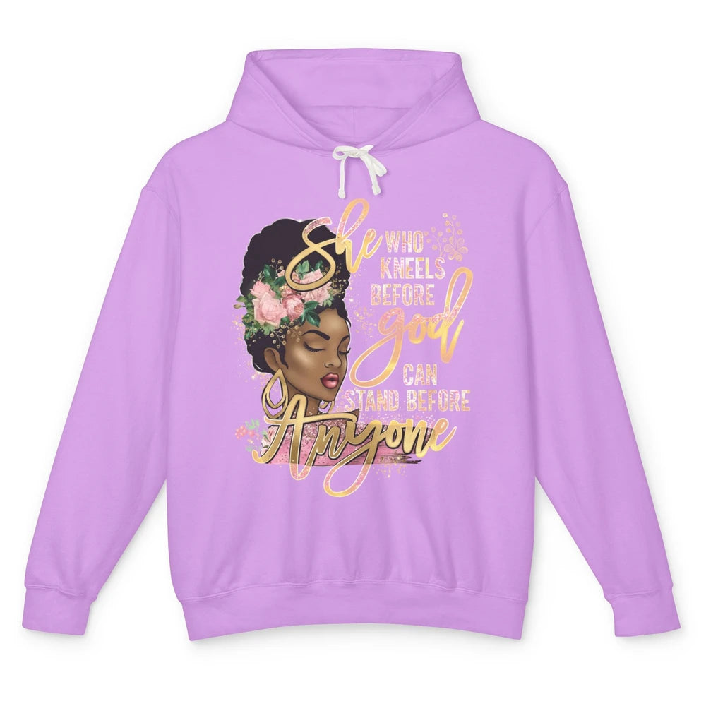 Black Girl She Who Kneels Before God Christian Afro Women Unisex Lightweight Hoodie