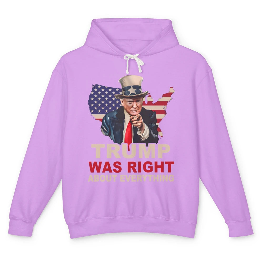 Trump Was Right About Everything Support Trump 2024 Back Unisex Lightweight Hoodie