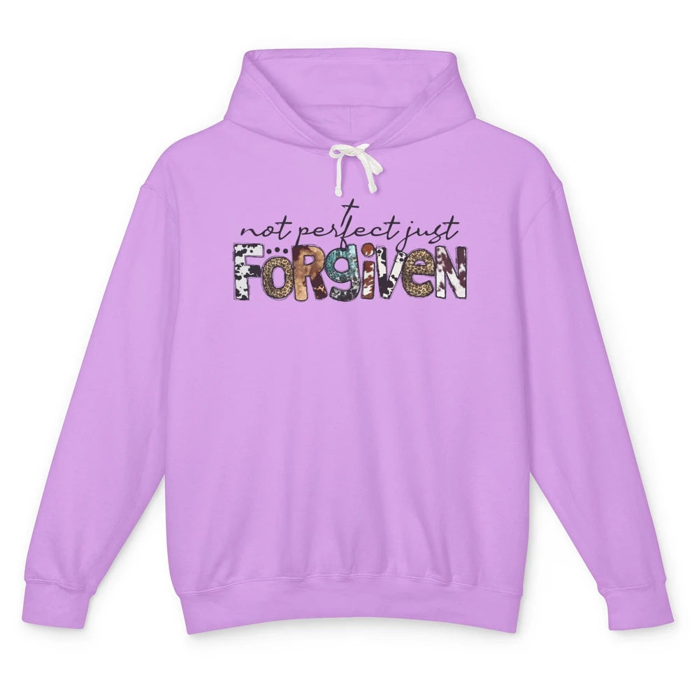 Leopard Not Perfect Just Forgiven Christian Western Country Unisex Lightweight Hoodie