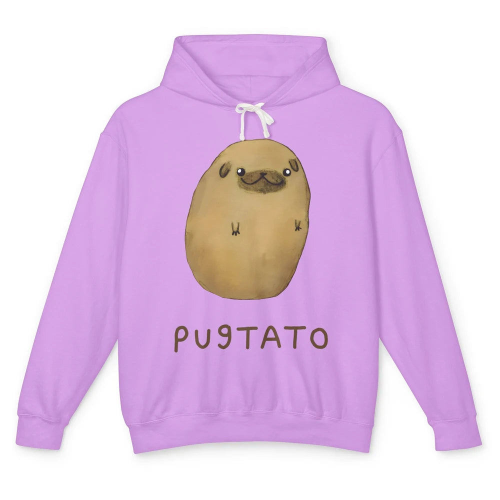 Funny Pug And Potato Pugtato Parody Pug Mom Dog Lady Gift Unisex Lightweight Hoodie